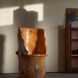 Sculptural Wabi Sabi Brutalist Chair in Solid Pine, Swedish, 1960s
