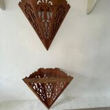 Paire d’appliques murales en bois