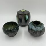 Trio of art deco vases from Thulin pottery