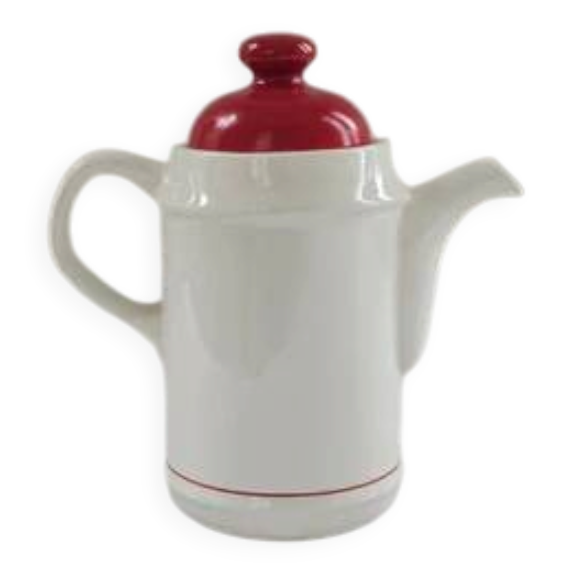 White and red Royal Tudor porcelain coffee pot