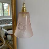 Lampe baladeuse avec tulipe rose en verre