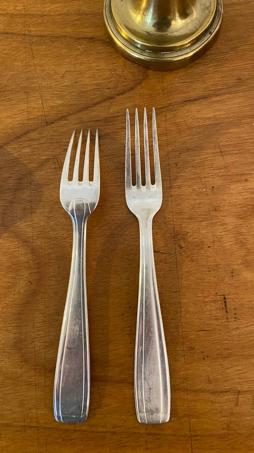 6 grandes fourchettes en métal argenté vintage 1960