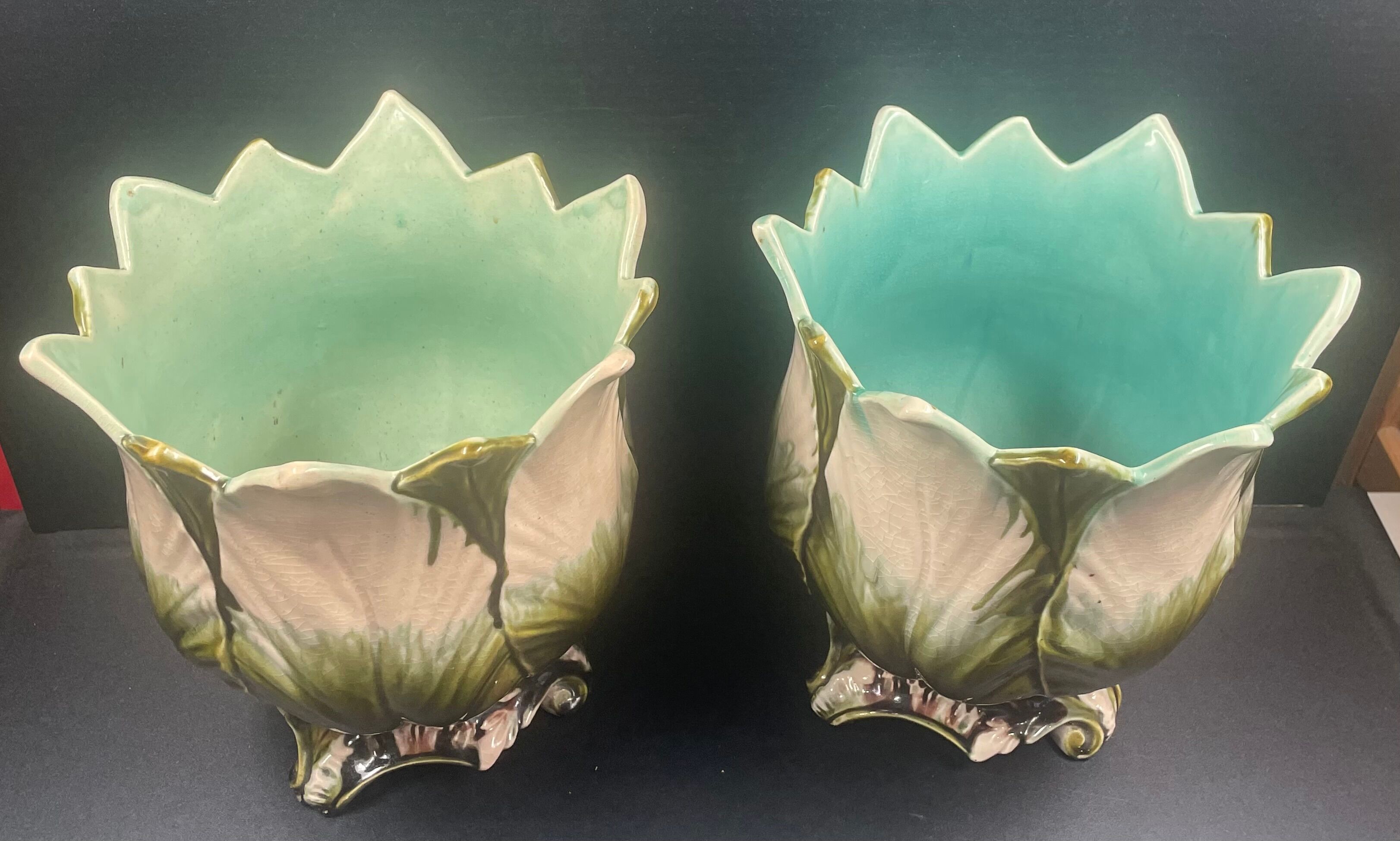 Pair of slip tripod pot covers -