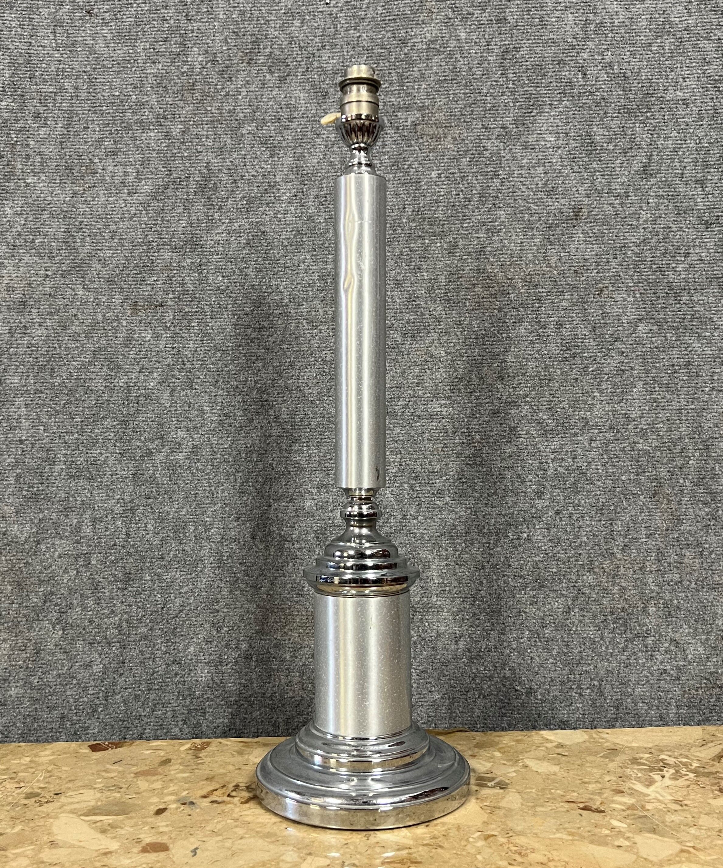 Lamp base in brushed metal and silver metal from the 1930s-1940s