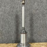 Lamp base in brushed metal and silver metal from the 1930s-1940s