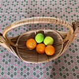 Woven wicker fruit basket 1960