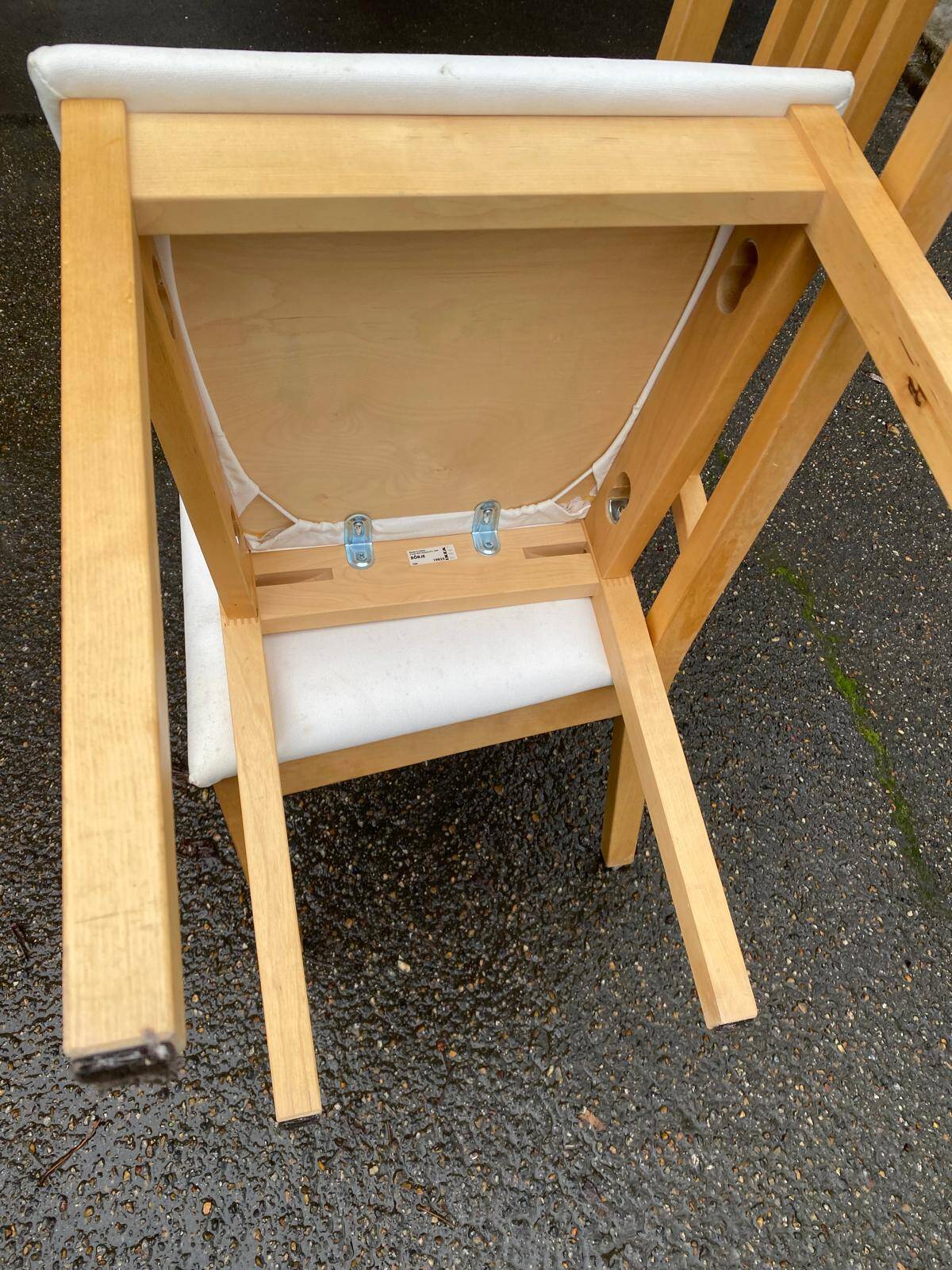 2 Scandinavian dining chairs made of solid light birch wood, IKEA Borje.