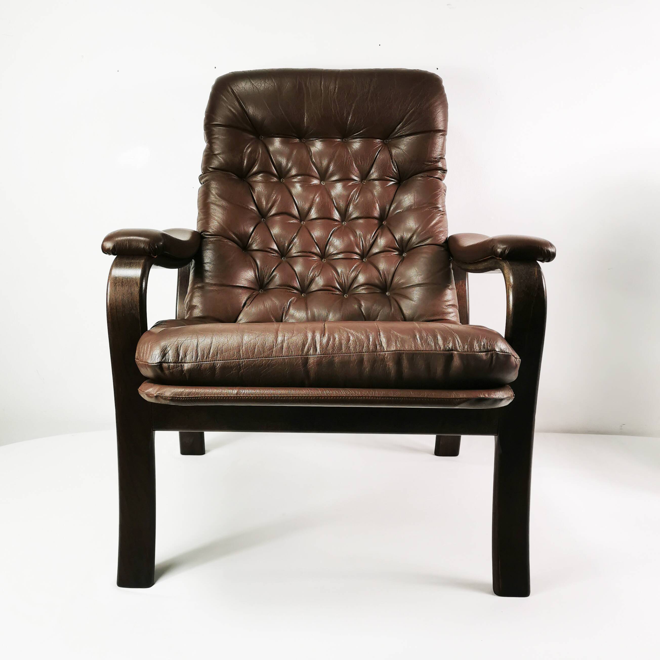 Mid Century Leather Armchair, Denmark, 1970s
