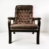 Mid Century Leather Armchair, Denmark, 1970s