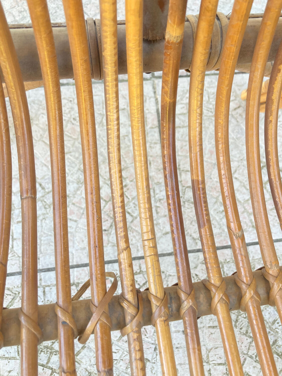 Vintage shell rattan armchair