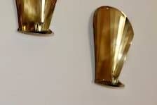 Pair of Swedish mid-century wall sconces in brass