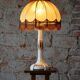 Art Deco Table Lamp in Ceramic and Textile Lampshade, Austria-Vienna, 1910s