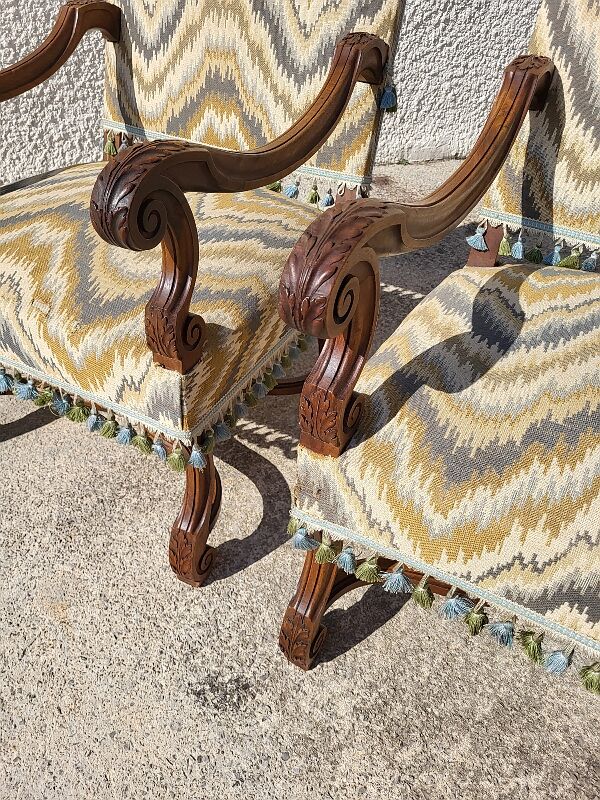 Pair of armchairs louis xiii of the xix th century