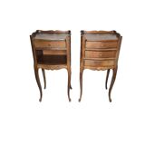 Pair of Louis XV style oak bedside tables