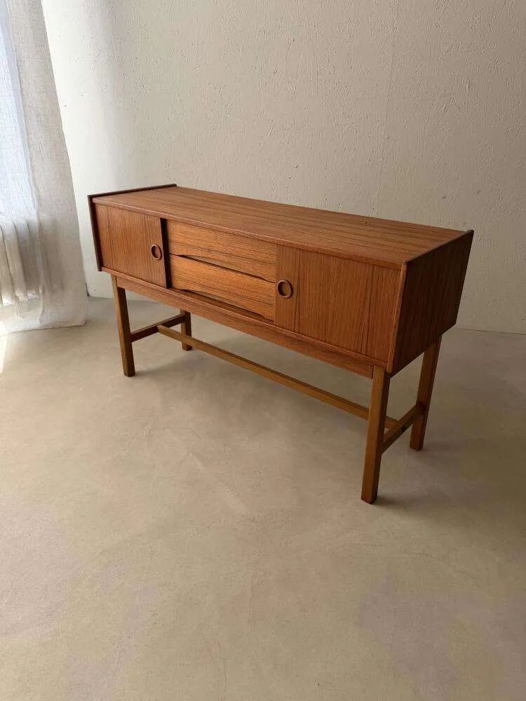 Scandinavian teak sideboard 1960s compact Danish design cabinet
