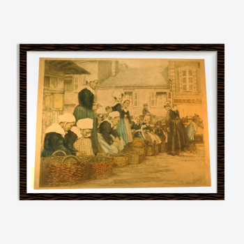 Very beautiful original etching by Eugène GAUGUET from the beginning of the 20th century
