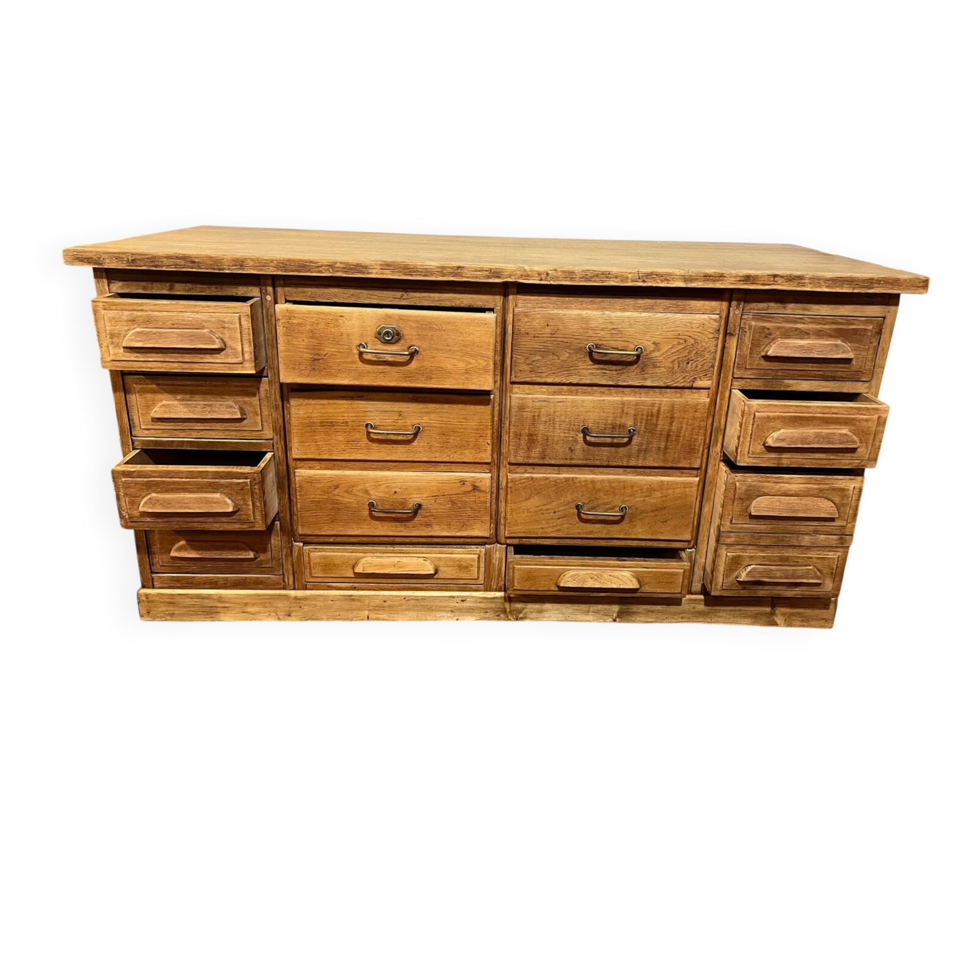 Antique oak hardware cabinet