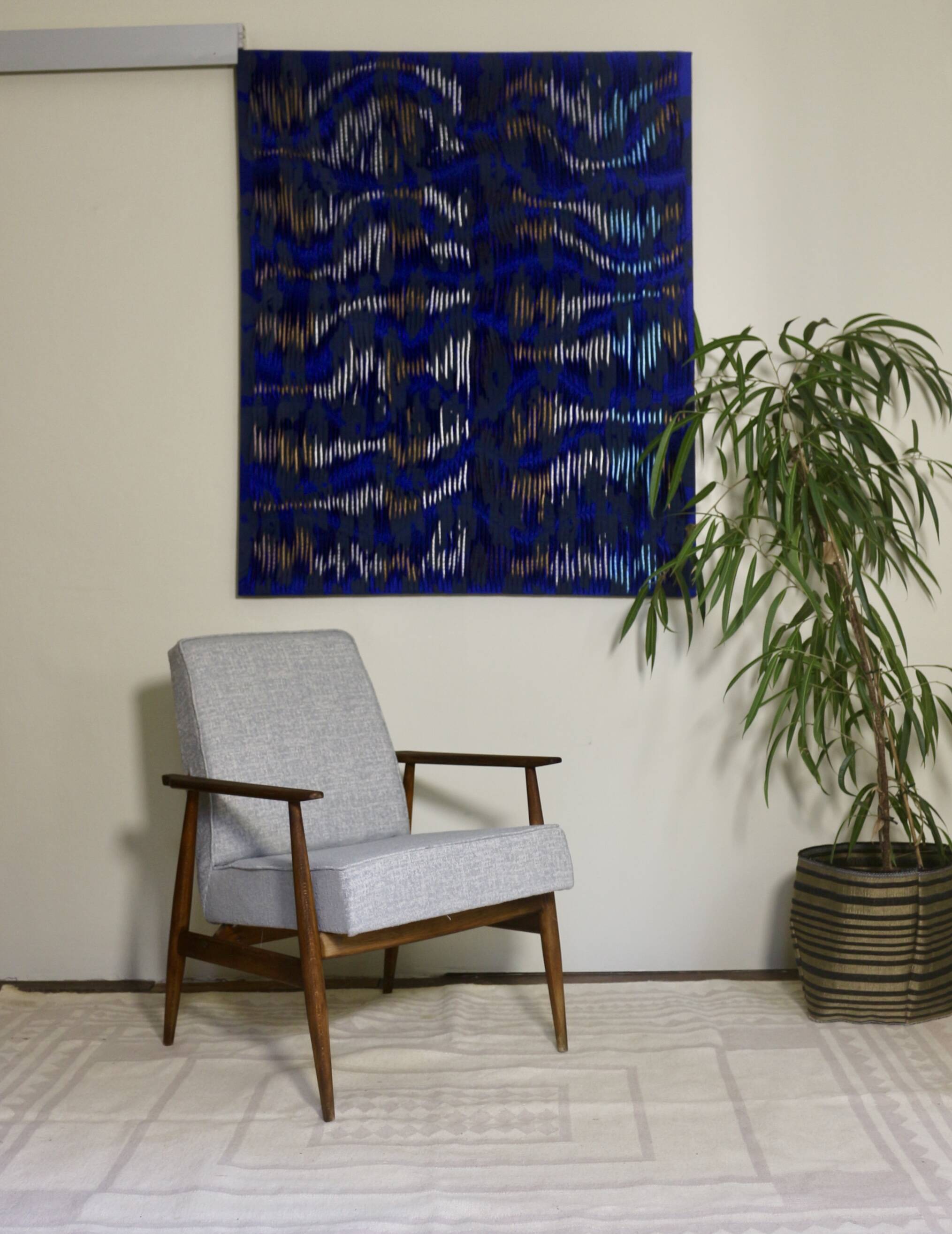 Tableau texturé contemporain Bleu imprimé  Ref cobalt