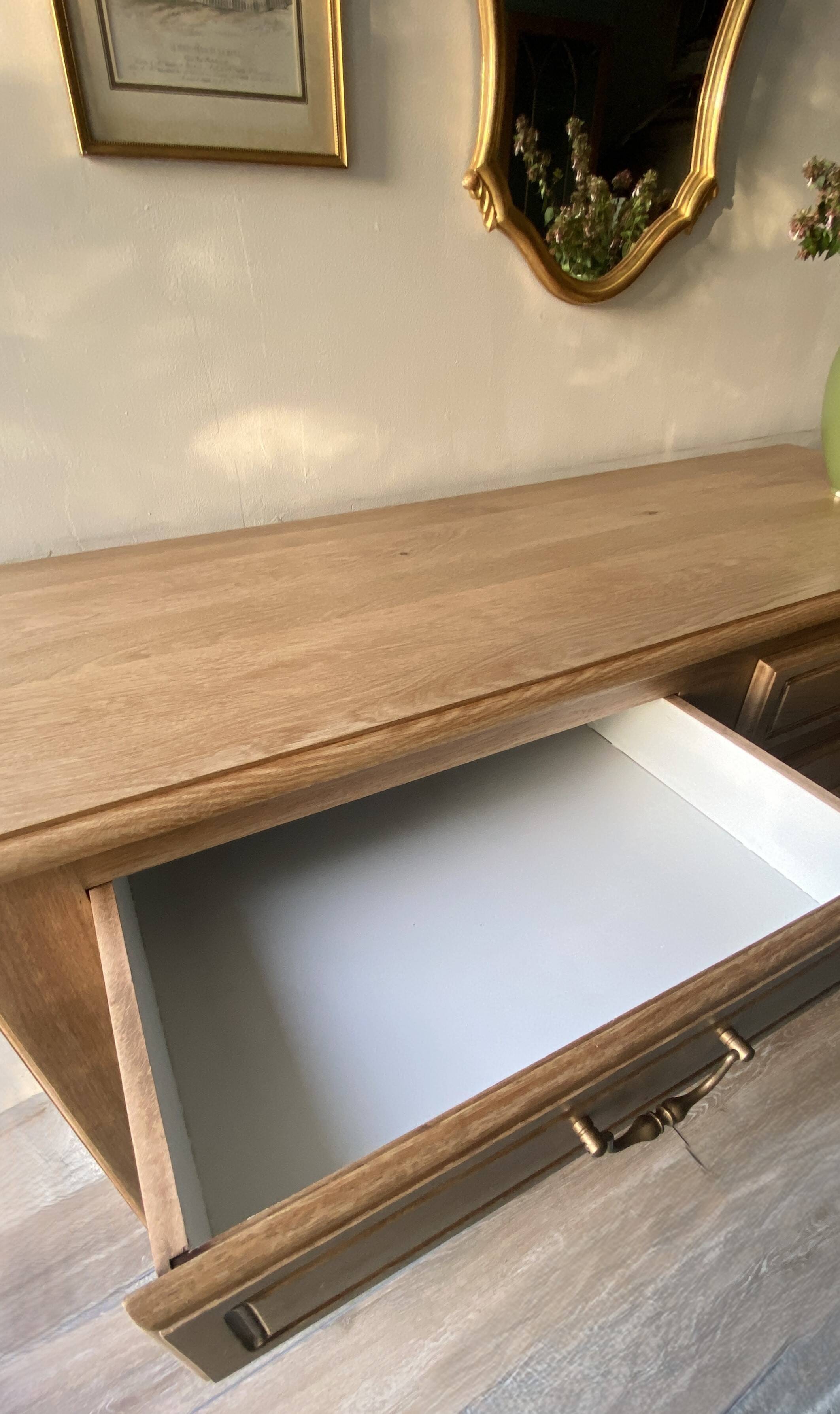 Rustic solid oak sideboard - raw golden honey wood