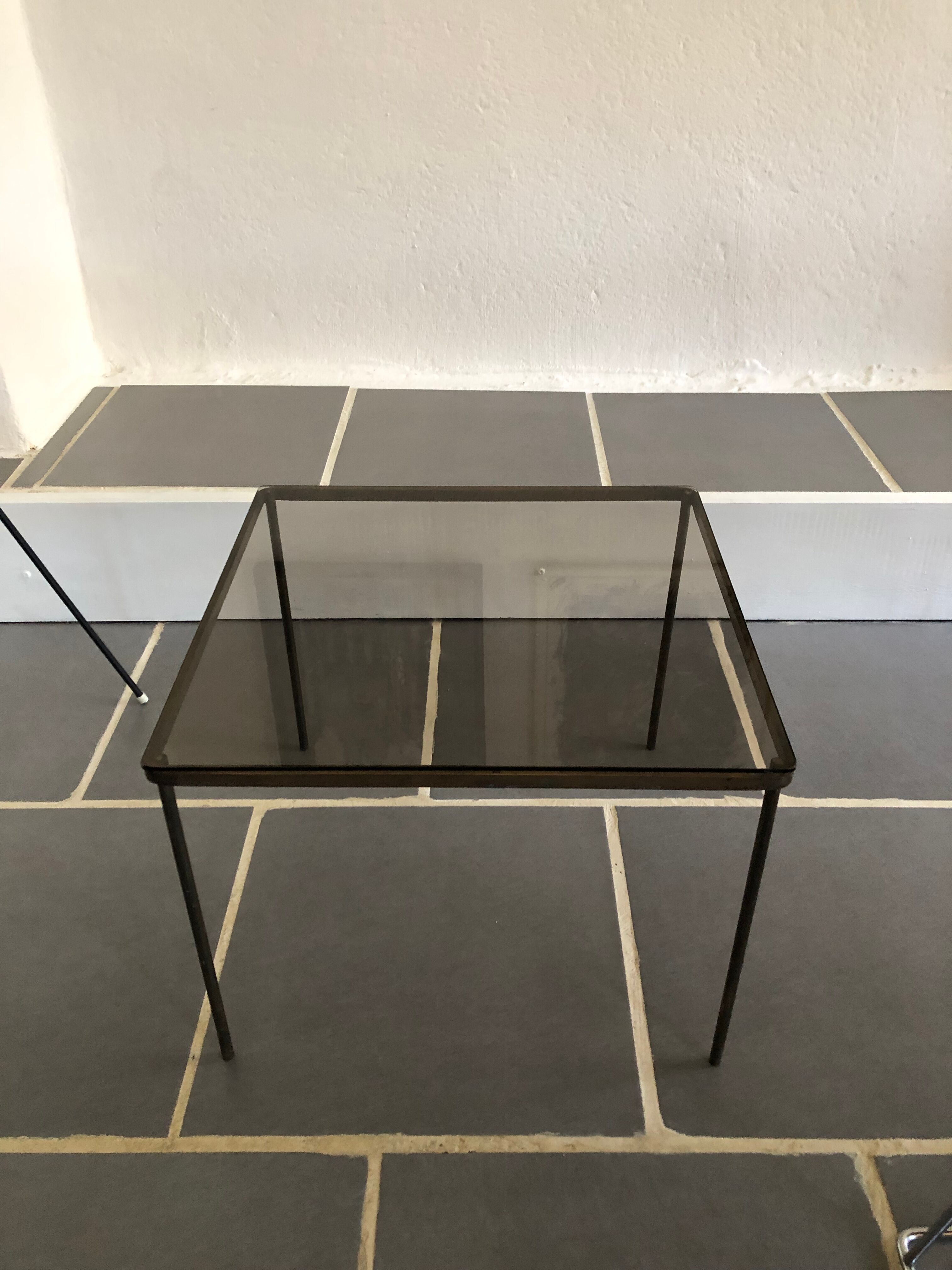Vintage glass and brass coffee table