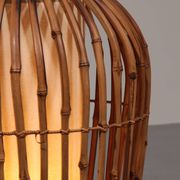 Midcentury Floor Lamp Rattan, Bamboo and Fabric Franco Albini, Italy 1960s
