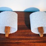 Pair of wall lamps in Perspex and teak year 60