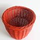 Bohemian Mid-Century Coral Red Wicker Basket, France, circa 1960s