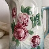 Art Nouveau slip pitcher with roses