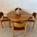 Vintage 70s Scandinavian design oak extendable table