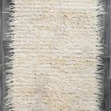Tapis vintage en laine neutre beige ivoire 3x7, 112x223 cm SK 70381