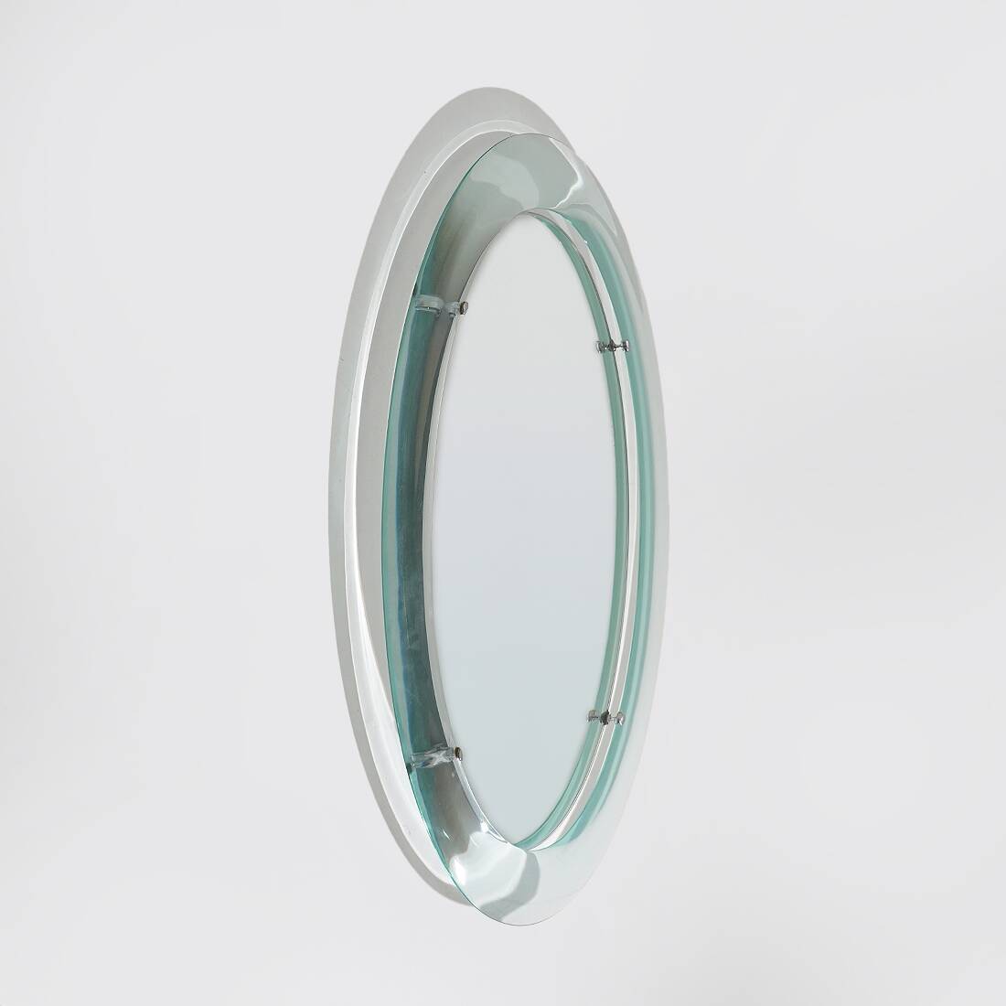 Wall mirror with curved glass frame by Metalvetro, 1970s