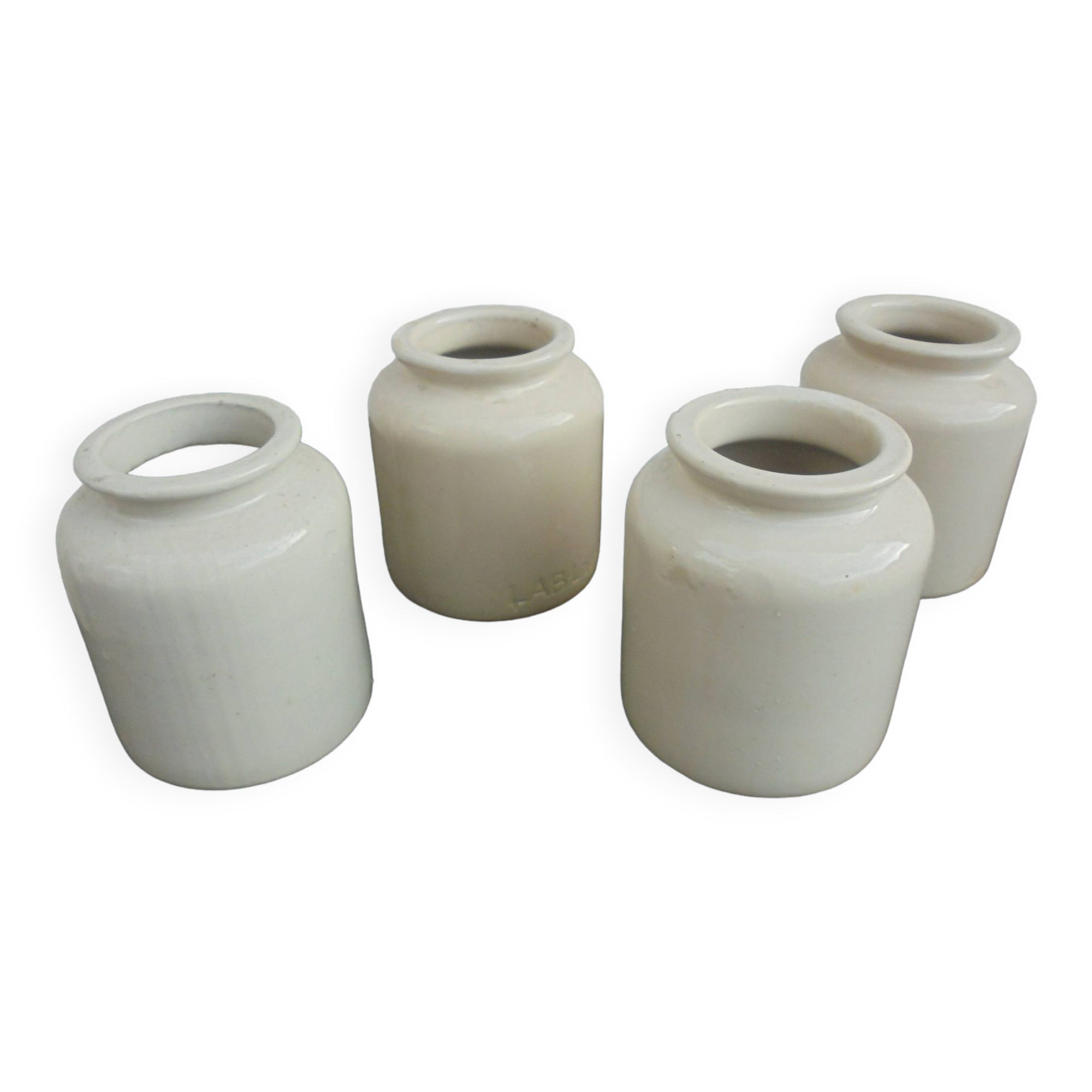 4 lab lagny mustard stoneware pots