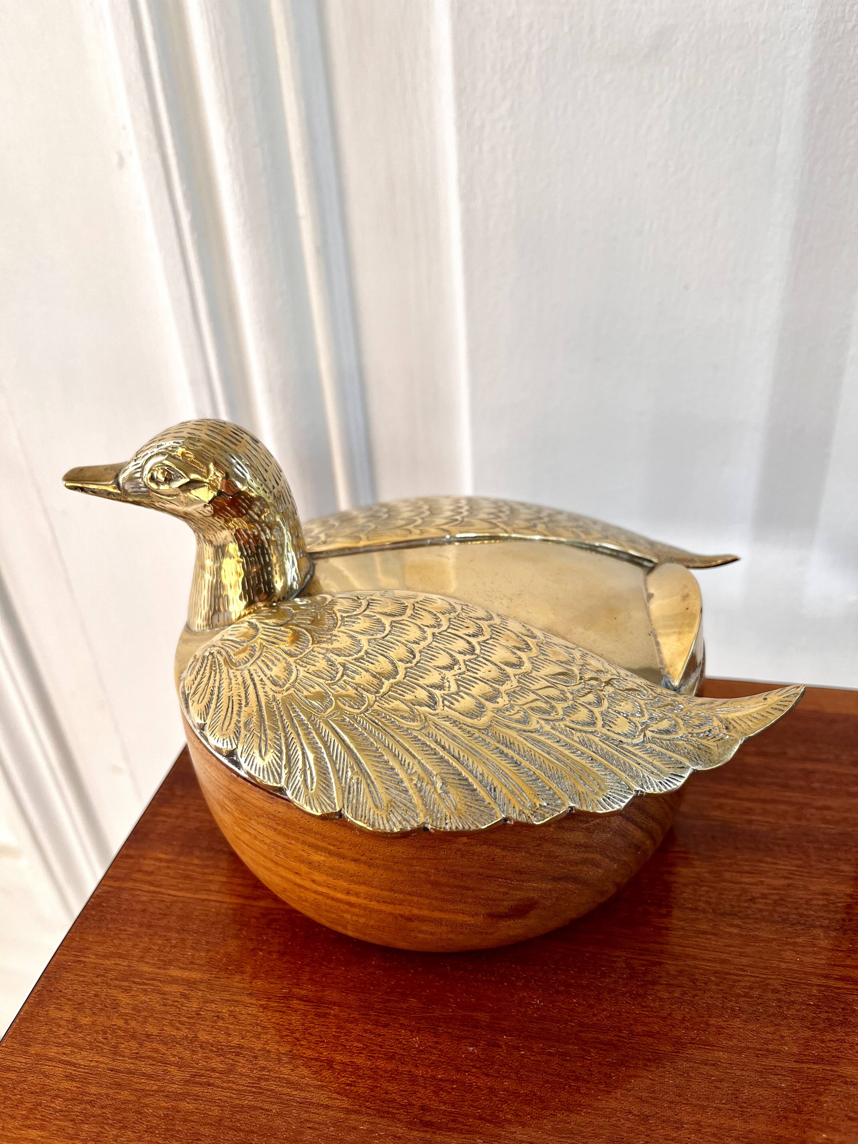 Brass duck wooden box
