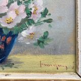Set of 2 paintings bouquets of flowers with golden frame (signed Morgan)