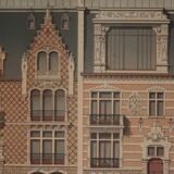 Lithograph building Paris architecture board ordinary brick