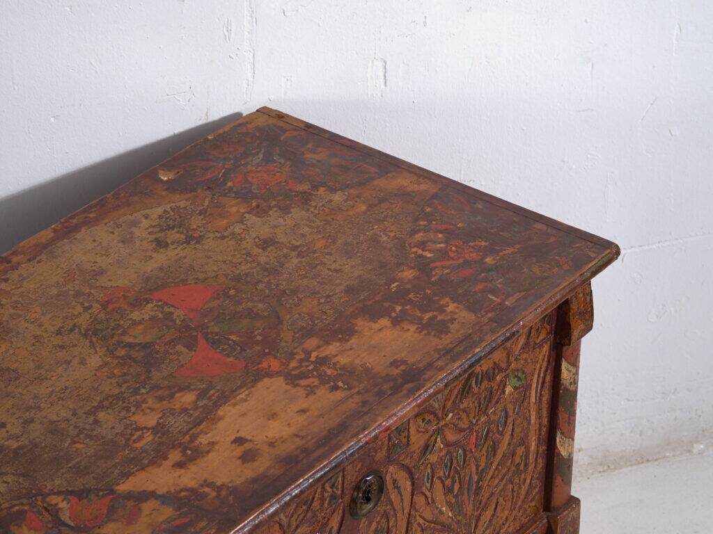 Polychrome pine wedding chest – Central Europe, 1889