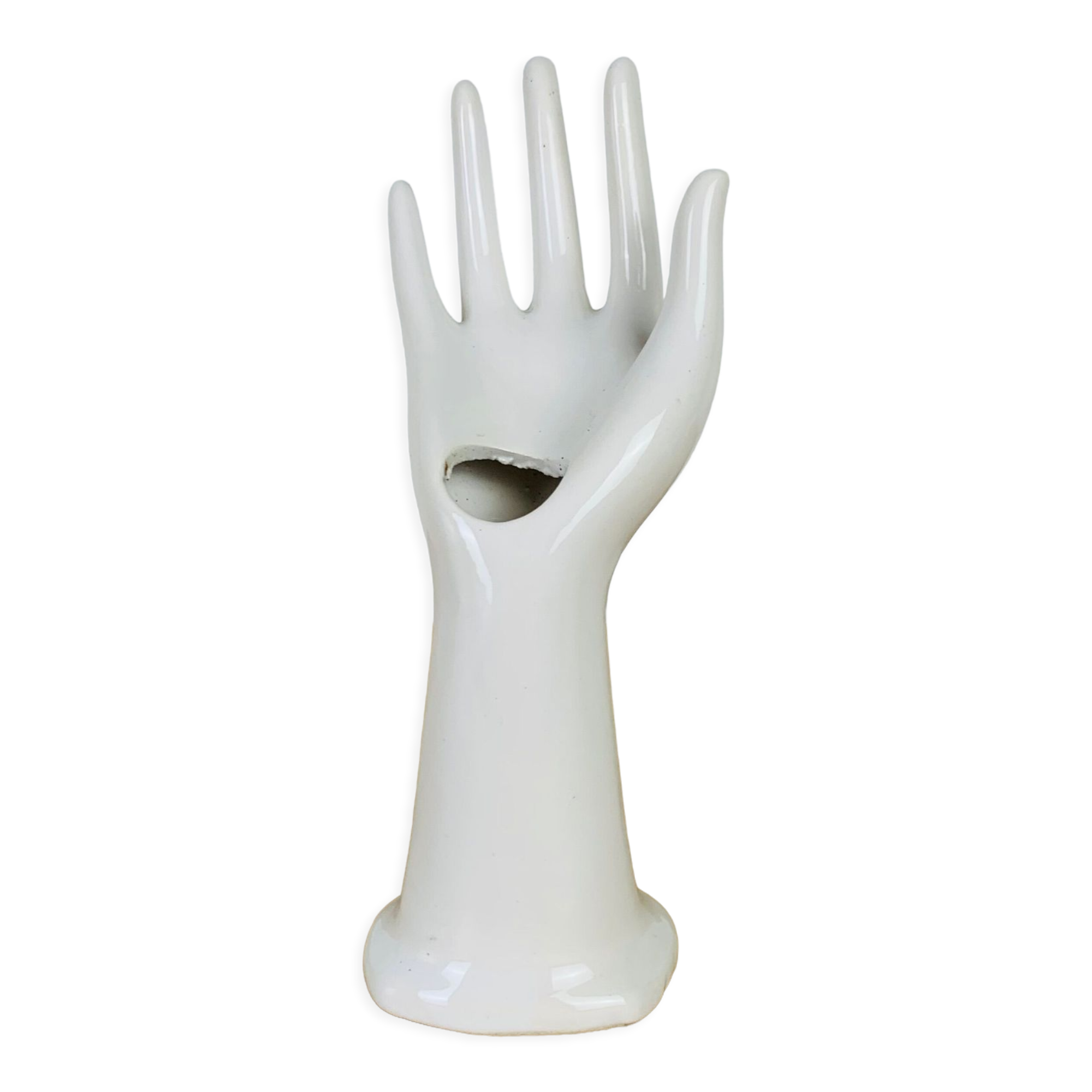 Hand ring soliflore white ceramic