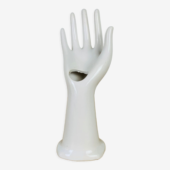 Hand ring soliflore white ceramic