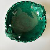 Green ceramic bowl signed Roy Yvon 1950 31cm