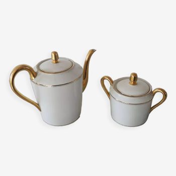 Teapot & sweetener in limoges porcelain robert haviland & the tanner