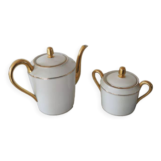 Teapot & sweetener in limoges porcelain robert haviland & the tanner