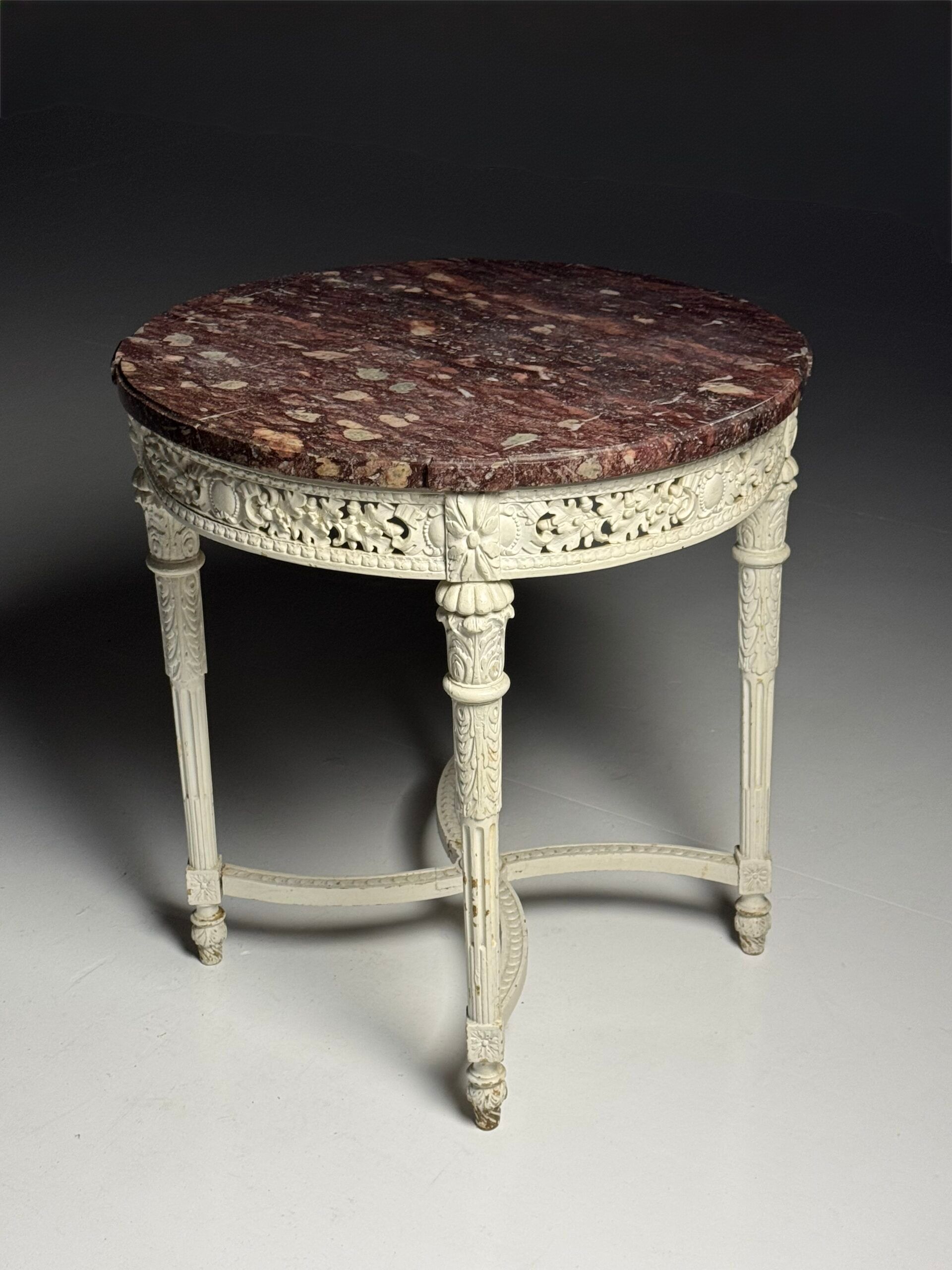 Table de café guéridon en marbre rouge du 19ème siècle