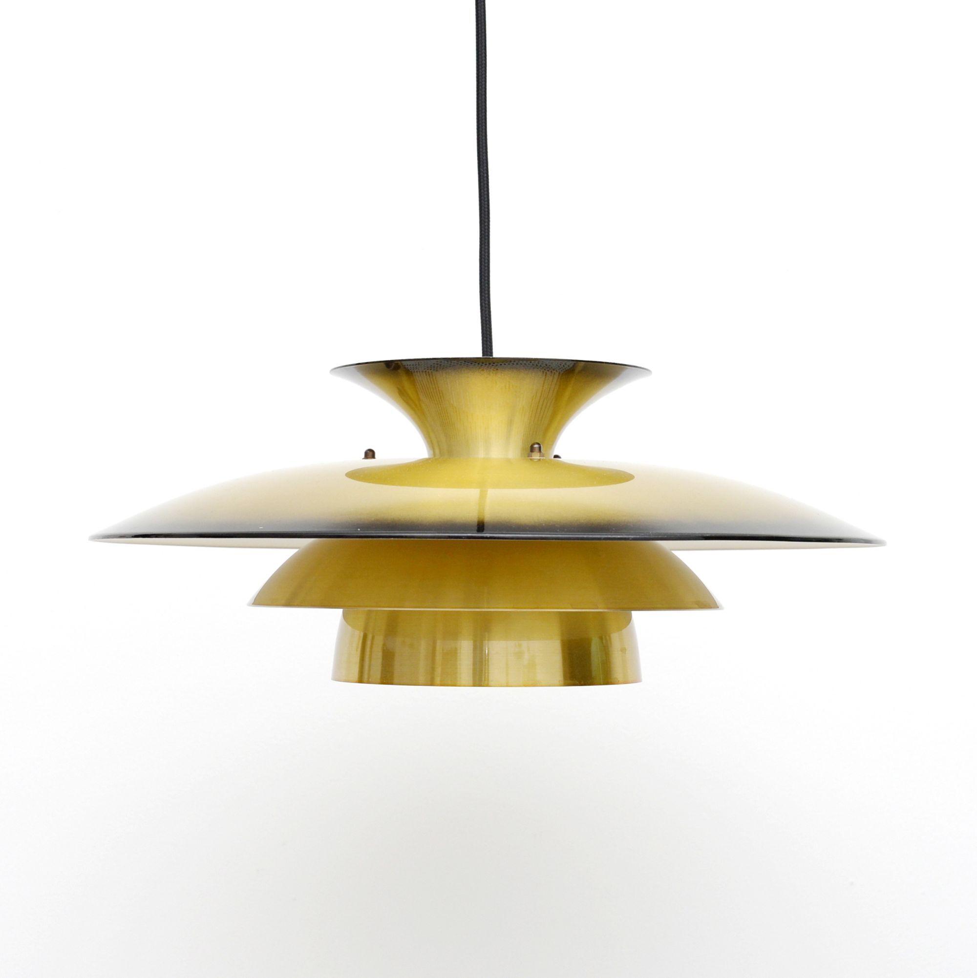 Vintage Pendant Lamp In Golden Brass, Denmark 1970s