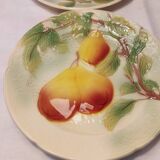 Set of 4 plates in St Clément Barbotine - Majolica - Fruits