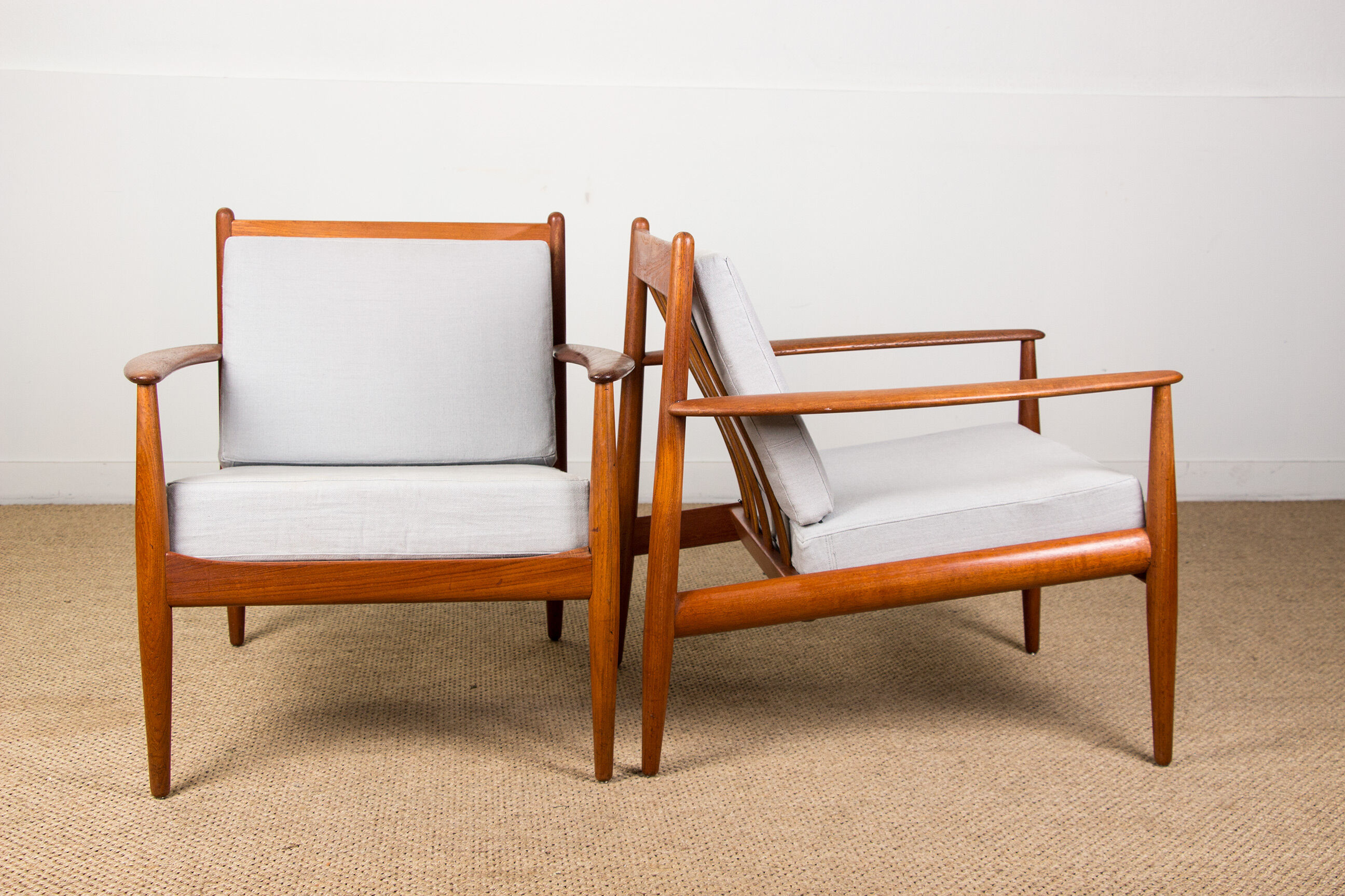 Pair of danish armchairs in teck by Grete Jalk for France, 1963