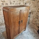 French Art Deco Wardrobe – 1930s – Solid Beech Storage