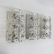 Set of 3 mid-century large crystal sconce by Kinkeldey, Germany, 1970s