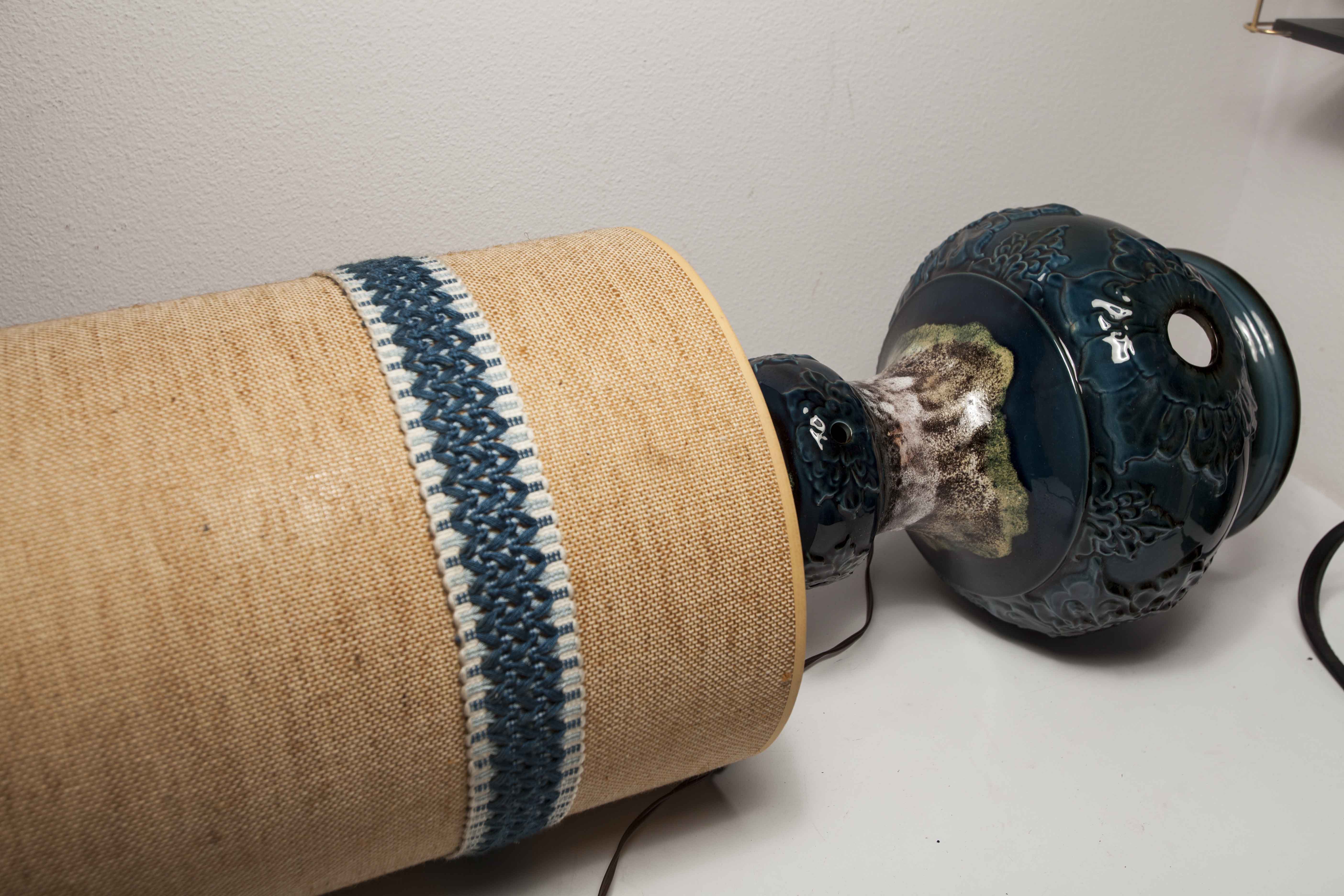 70's beige blue floor lamp