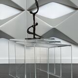 Nesting tables in plexiglass by Michel Dumas, France 1970s