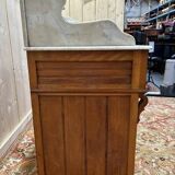 Meuble de toilette en noyer et marbre de carrare